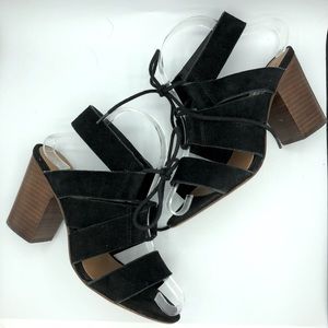 Steve Madden l Black Leather Suede Block Heels